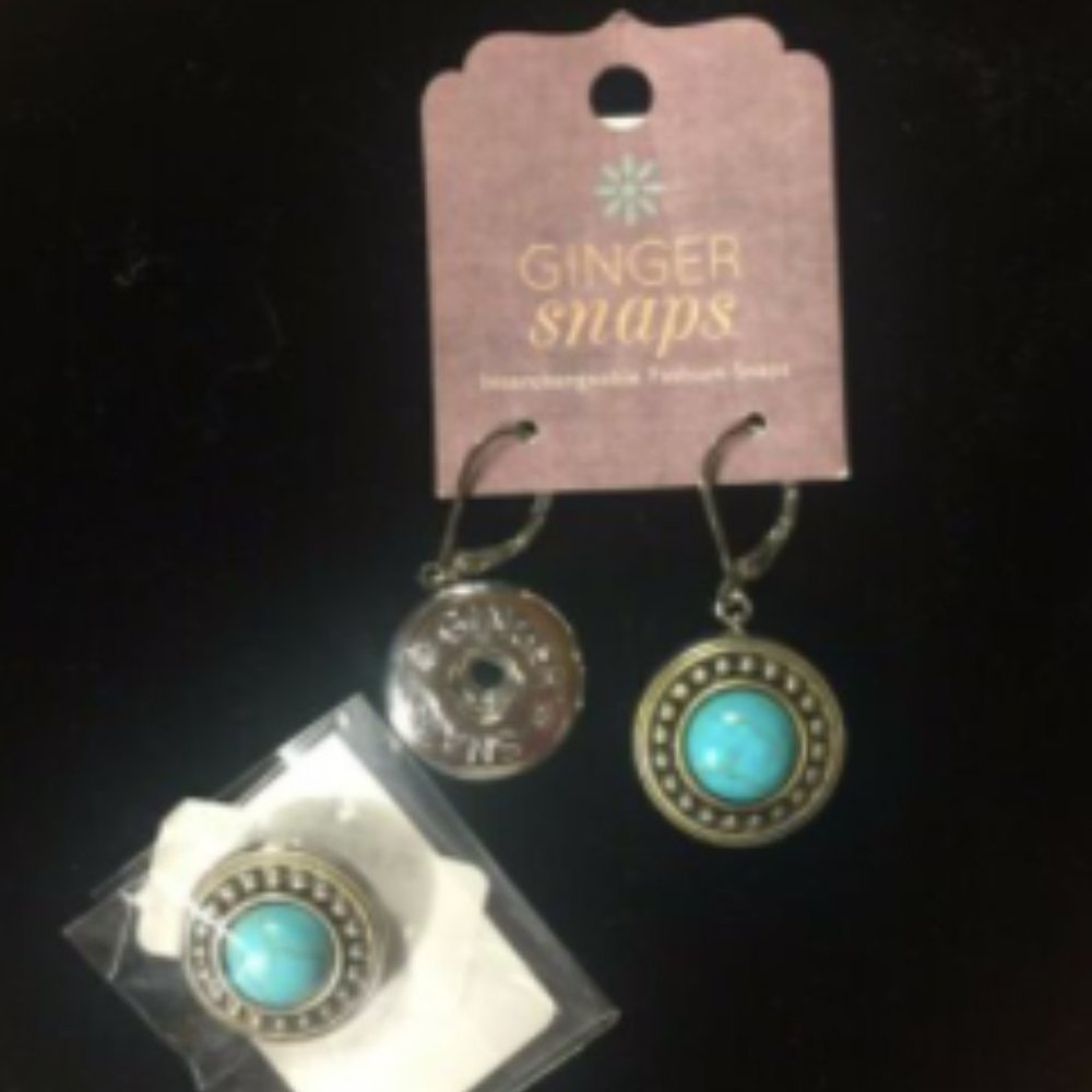 Gingersnaps - Ginger Snaps Interchangeable Jewelry Turquoise Earrings